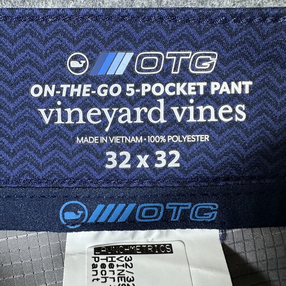 Vineyard Vines Pants Mens 32x32 Blue On-The-Go 5-Pocket Tech Herringbone Printed - Picture 5 of 10